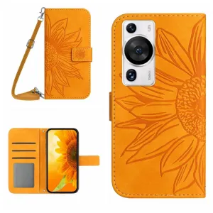 ART SUNFLOWER Peňaženkové puzdro s remienkom Huawei P60 Pro žlté