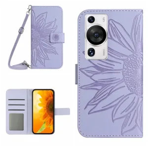 ART SUNFLOWER Peňaženkové puzdro s remienkom Huawei P60 Pro fialové