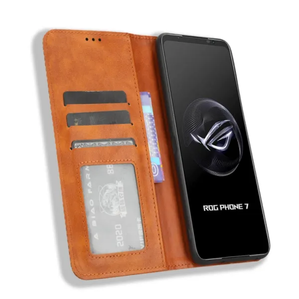 BUSINESS Peňaženkový kryt pre Asus ROG Phone 7 hnedý