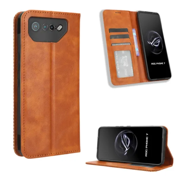 BUSINESS Peňaženkový kryt pre Asus ROG Phone 7 hnedý