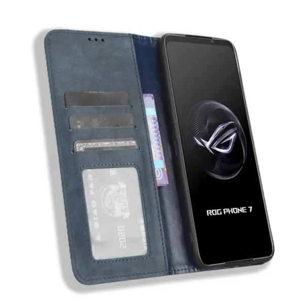 BUSINESS Peňaženkový kryt pre Asus ROG Phone 7 modrý