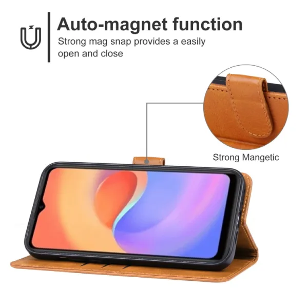 SMOOTH Peňaženkové puzdro pre ZTE Blade A52 Lite hnedé