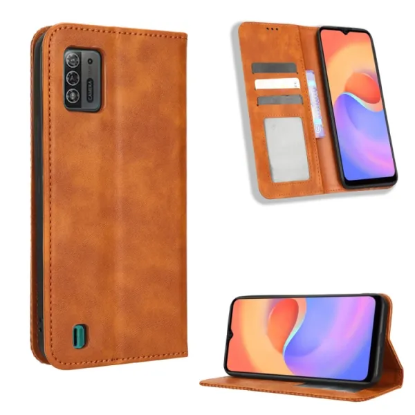 BUSINESS Peňaženkový kryt pre ZTE Blade A52 Lite hnedý