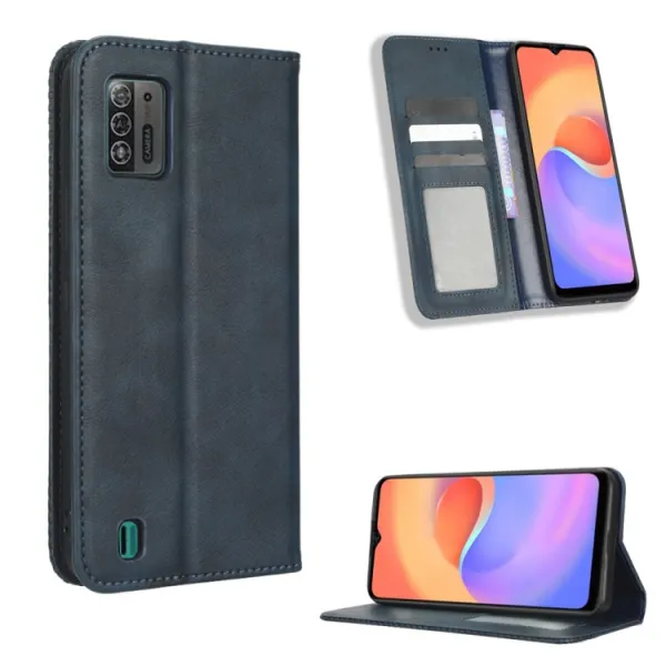 BUSINESS Peňaženkový kryt pre ZTE Blade A52 Lite modrý
