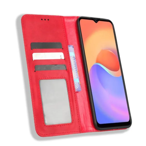 BUSINESS Peňaženkový kryt pre ZTE Blade A52 Lite červený