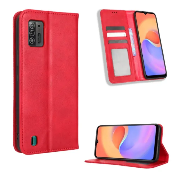 BUSINESS Peňaženkový kryt pre ZTE Blade A52 Lite červený