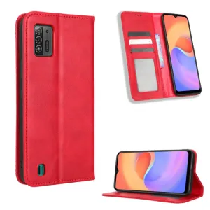 BUSINESS Peňaženkový kryt pre ZTE Blade A52 Lite červený