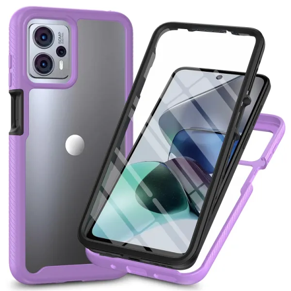 DUAL Obojstranný kryt s fóliou Motorola Moto G13 / G23 fialový