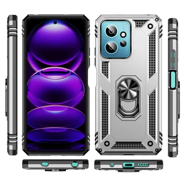 RING Obal s držiakom pre Xiaomi Redmi Note 12 strieborný
