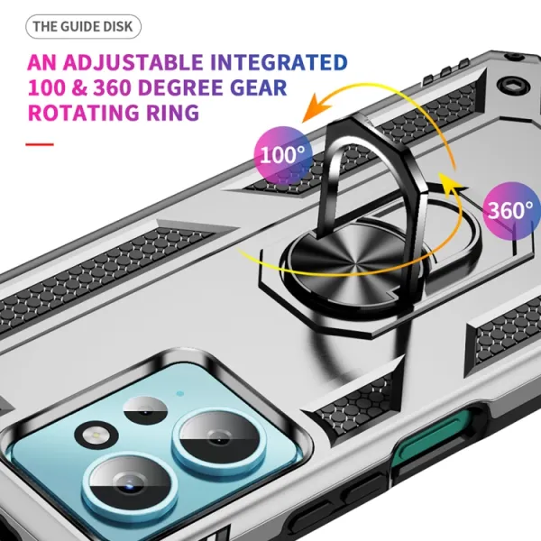 RING Obal s držiakom pre Xiaomi Redmi Note 12 strieborný
