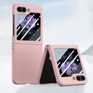 EXTRA PC Plastový kryt so sklom pre vonkajší displej Samsung Galaxy Z Flip5 5G ružový