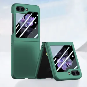 EXTRA PC Plastový kryt so sklom pre vonkajší displej Samsung Galaxy Z Flip5 5G tmavozelený