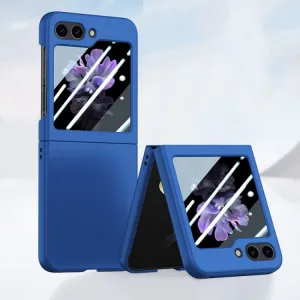 EXTRA PC Plastový kryt so sklom pre vonkajší displej Samsung Galaxy Z Flip5 5G tmavomodrý