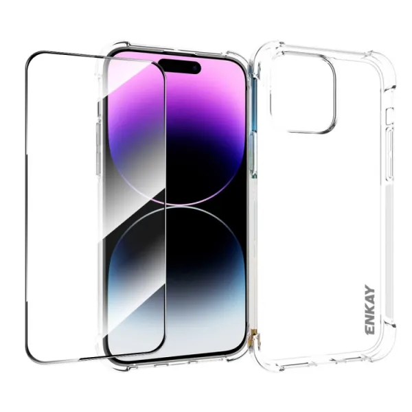 ENKAY SET Priehľadný obal + 3D ochranné sklo Apple iPhone 14 Pro Max