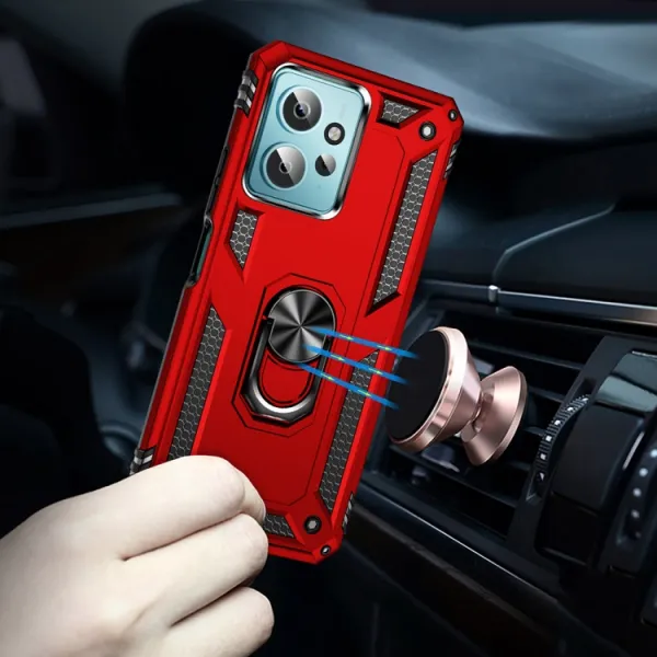 RING Obal s držiakom pre Xiaomi Redmi Note 12 červený