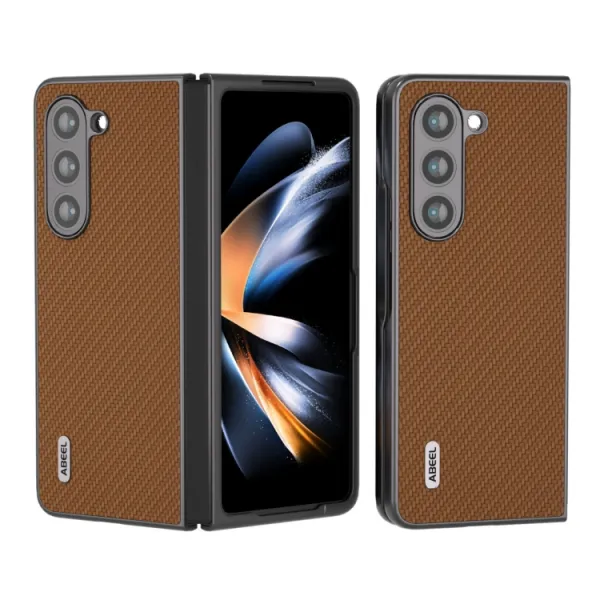 ABEEL CARBON Plastový kryt Samsung Galaxy Z Fold5 5G hnedý