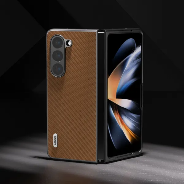 ABEEL CARBON Plastový kryt Samsung Galaxy Z Fold5 5G hnedý