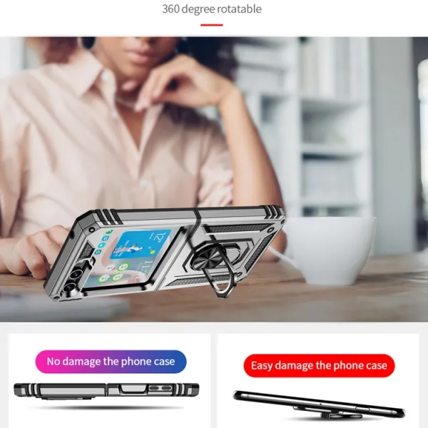 RING Ochranný kryt s držiakom Samsung Galaxy Z Flip5 5G strieborný