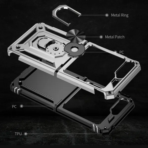 RING Ochranný kryt s držiakom Samsung Galaxy Z Flip5 5G strieborný