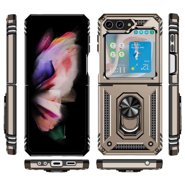 RING Ochranný kryt s držiakom Samsung Galaxy Z Flip5 5G zlatý