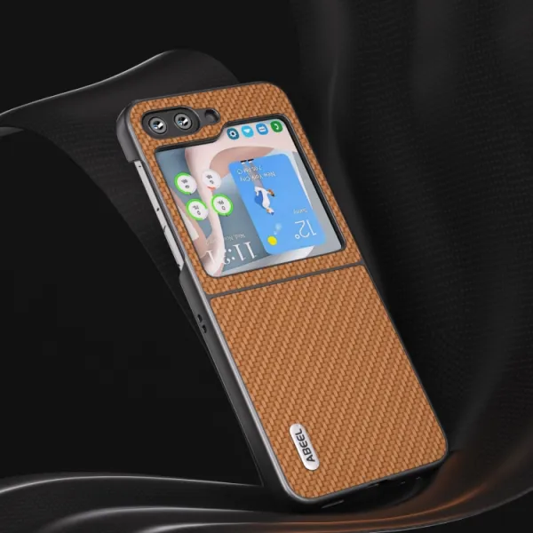 ABEEL CARBON Plastový kryt Samsung Galaxy Z Flip5 5G hnedý