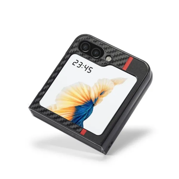 IMEEKE CARBON Zaklápacie puzdro pre Samsung Galaxy Z Flip5 5G čierne