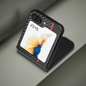 IMEEKE CARBON Zaklápacie puzdro pre Samsung Galaxy Z Flip5 5G čierne