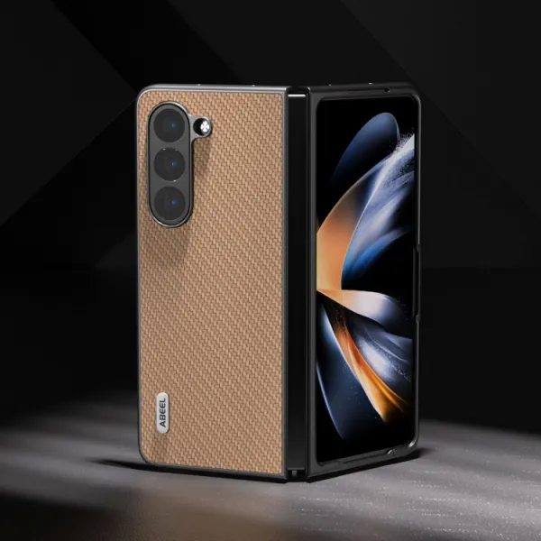 ABEEL CARBON Plastový kryt Samsung Galaxy Z Fold5 5G béžový