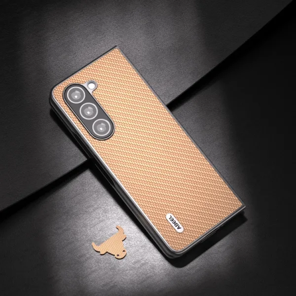 ABEEL CARBON Plastový kryt Samsung Galaxy Z Fold5 5G béžový