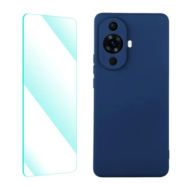 ENKAY SET Silikónový obal a 2D sklo Huawei nova 11 modrý