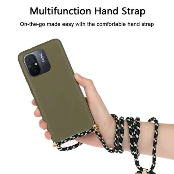 ROPE Kryt so šnúrkou Xiaomi Redmi 12C tmavozelený