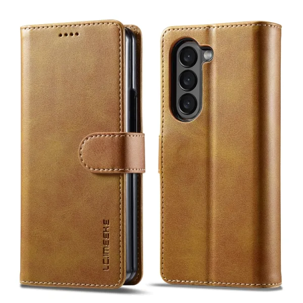 IMEEKE Peňaženkový kryt Samsung Galaxy Z Fold5 5G svetlohnedý