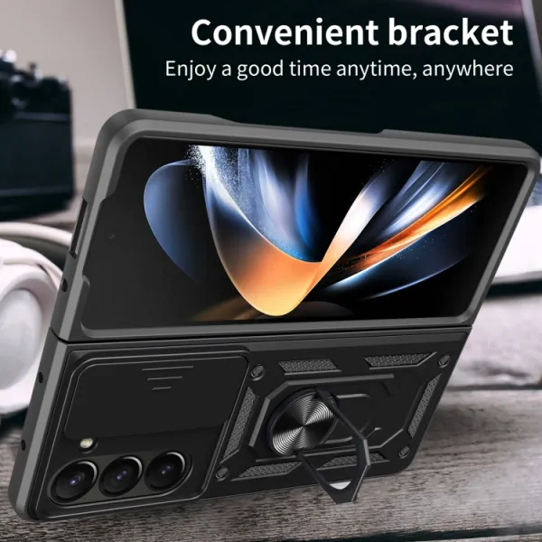 RING CAMERA Kryt s držiakom pre Samsung Galaxy Z Fold6 5G modrý