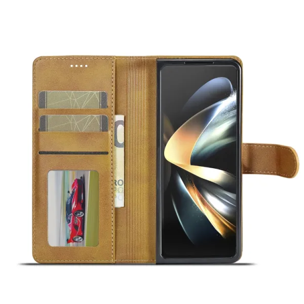 IMEEKE Peňaženkový kryt Samsung Galaxy Z Fold5 5G svetlohnedý