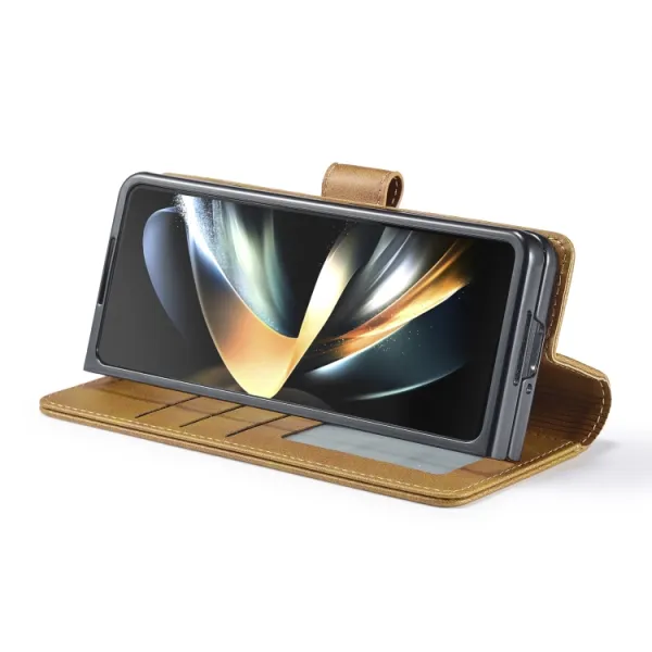 IMEEKE Peňaženkový kryt Samsung Galaxy Z Fold5 5G svetlohnedý