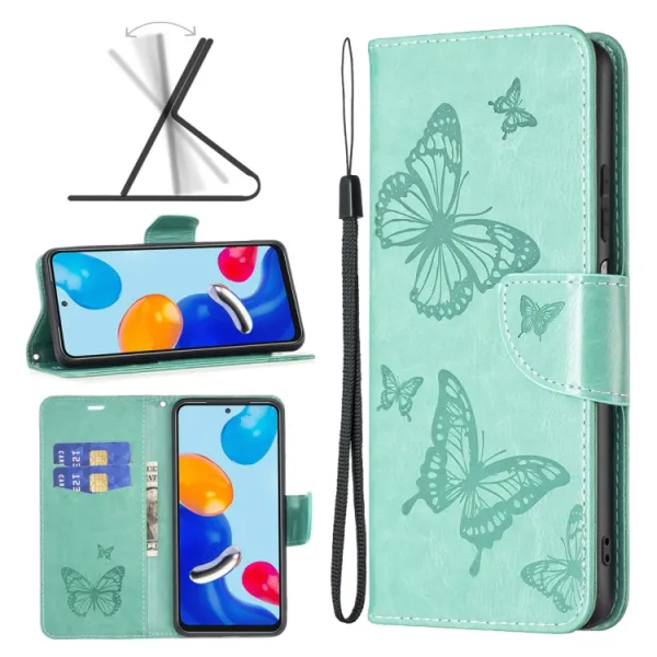 ART Peňaženkový kryt Xiaomi Redmi Note 12S BUTTERFLIES zelený