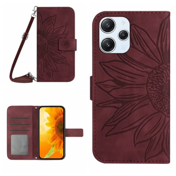 ART SUNFLOWER Peňaženkový obal pre Xiaomi Redmi 12 5G bordový