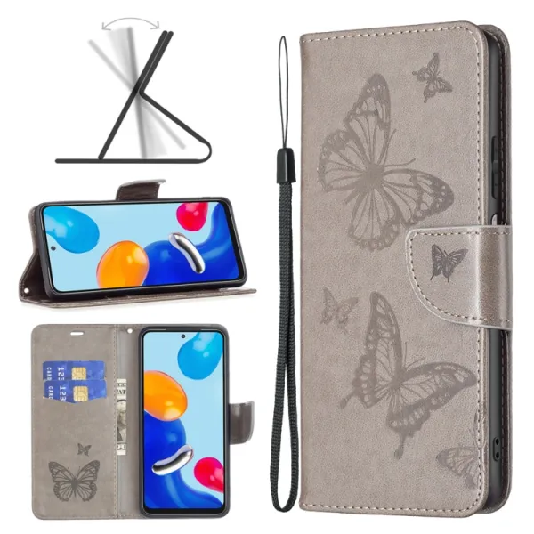 ART Peňaženkový kryt Xiaomi Redmi Note 12S BUTTERFLIES šedý