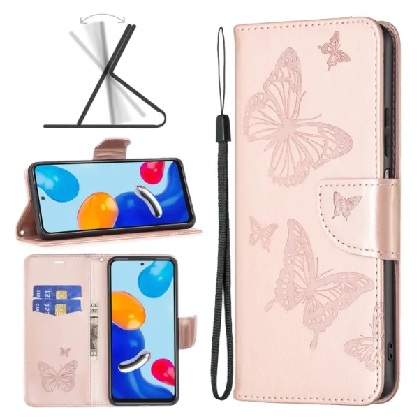 ART Peňaženkový kryt Xiaomi Redmi Note 12S BUTTERFLIES svetloružový