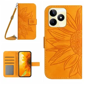 ART SUNFLOWER Peňaženkové puzdro s remienkom Realme C53 žltý