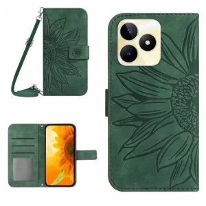 ART SUNFLOWER Peňaženkové puzdro s remienkom Realme C53 zelený