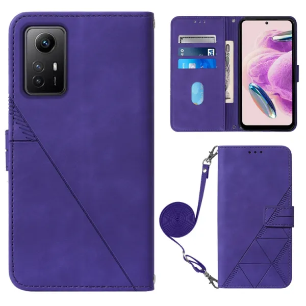 TRIANGLE Peňaženkové puzdro s remienkom Xiaomi Redmi Note 12S fialové