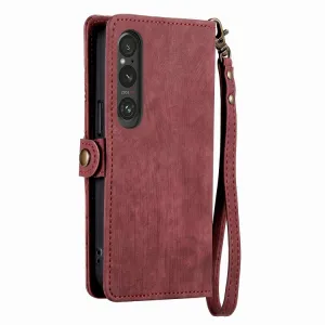 GEOM Peňaženkové puzdro pre Sony Xperia 1 V červené