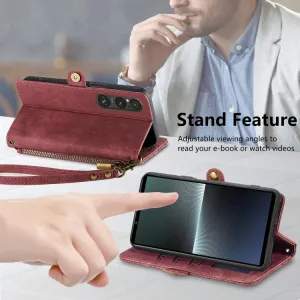 GEOM Peňaženkové puzdro pre Sony Xperia 1 V červené
