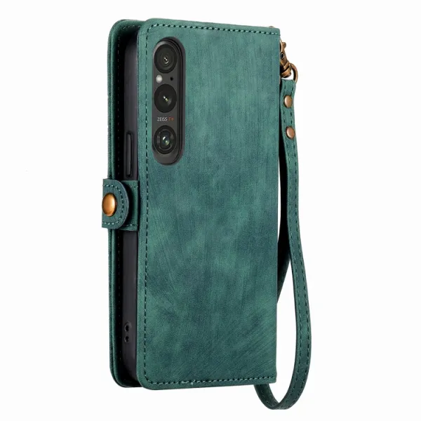 GEOM Peňaženkové puzdro pre Sony Xperia 1 V zelené