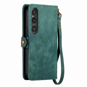 GEOM Peňaženkové puzdro pre Sony Xperia 1 V zelené