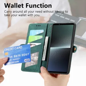 GEOM Peňaženkové puzdro pre Sony Xperia 1 V zelené