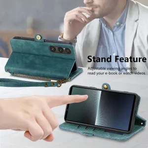 GEOM Peňaženkové puzdro pre Sony Xperia 1 V zelené