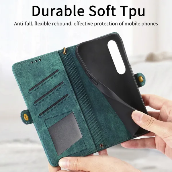 GEOM Peňaženkové puzdro pre Sony Xperia 1 V zelené
