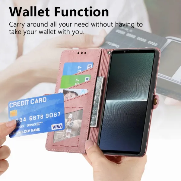 GEOM Peňaženkové puzdro pre Sony Xperia 1 V ružové